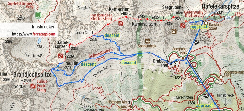 Innsbrucker via ferrata map