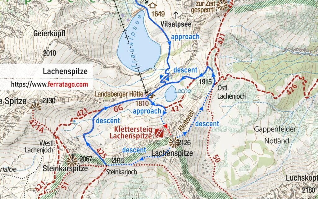 Lachenspitze via ferrata map