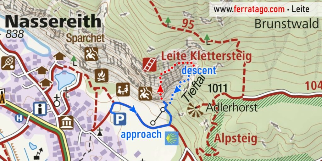 Leite via ferrata map