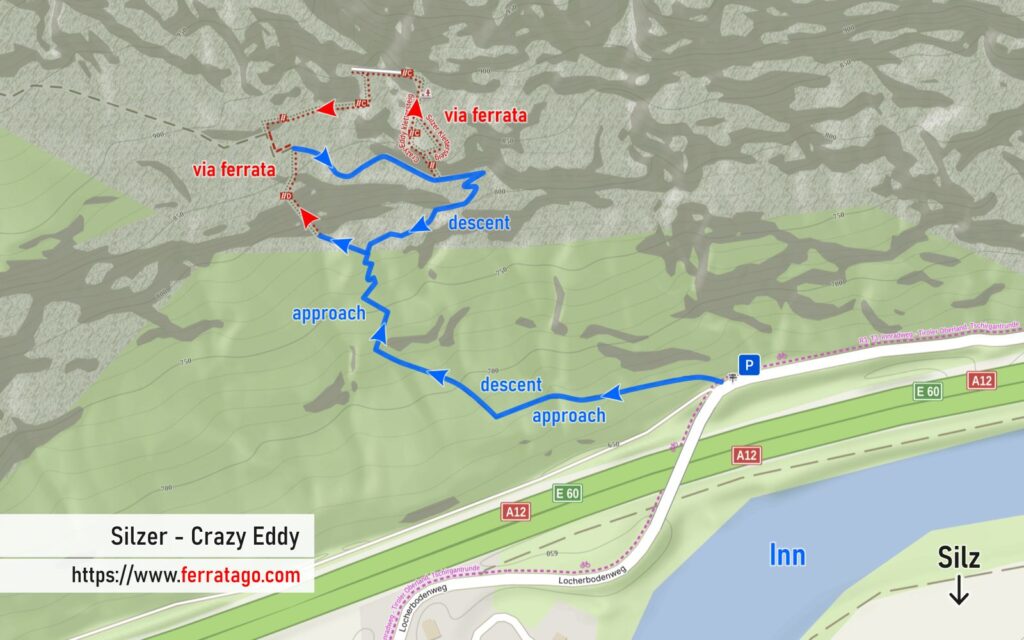 Silzer - Crazy Eddy via ferrata map