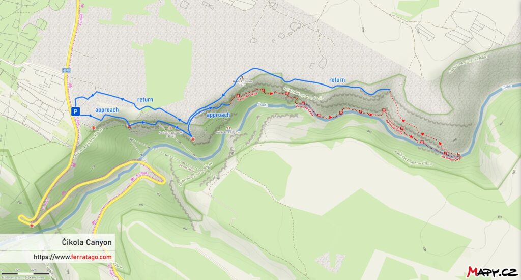 Cikola Canyon via ferrata map