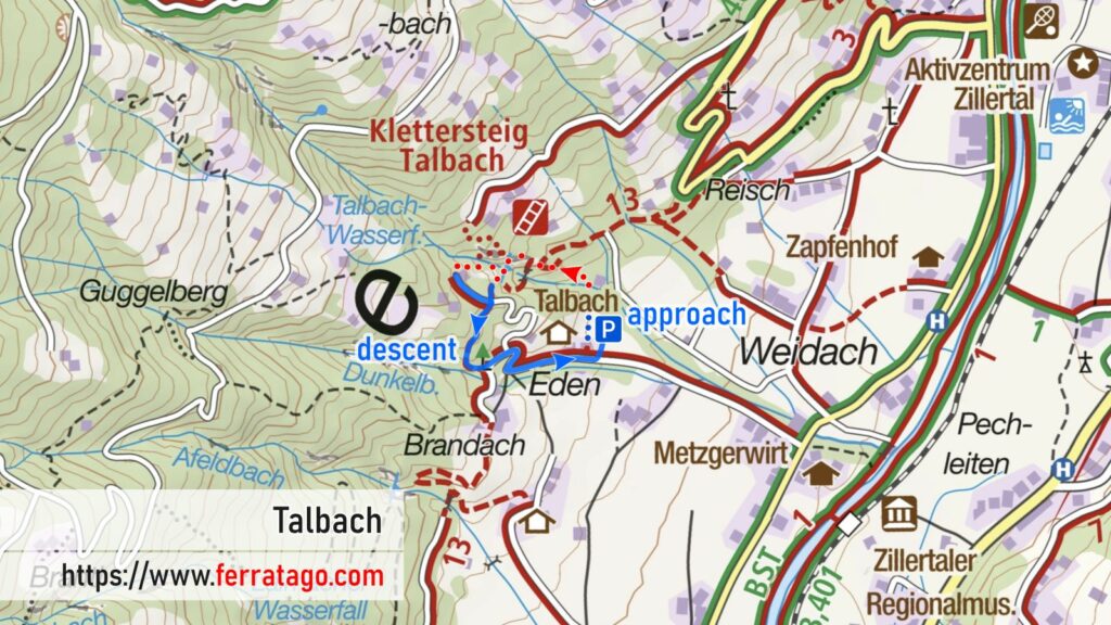 Talbach via ferrata map