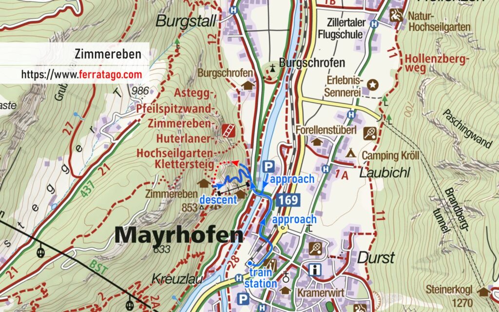 Zimmereben via ferrata map