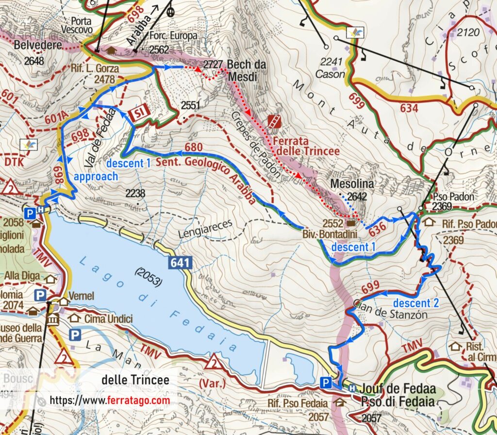 delle Trincee via ferrata map