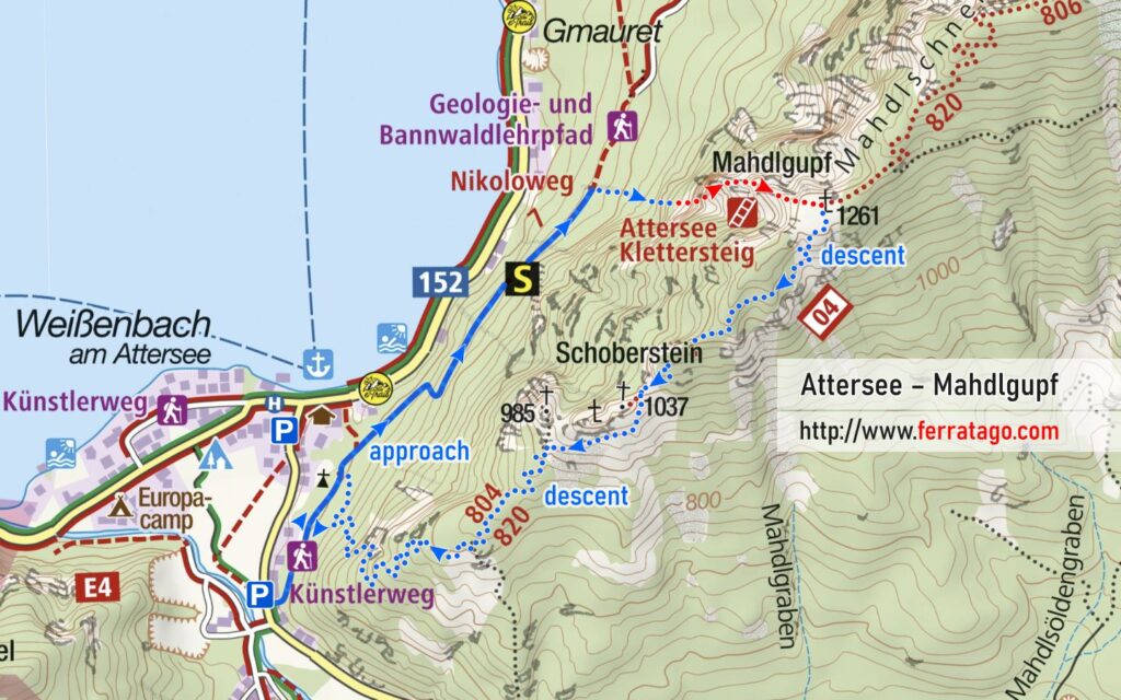 Attersee - Mahdlgupf via ferrata map