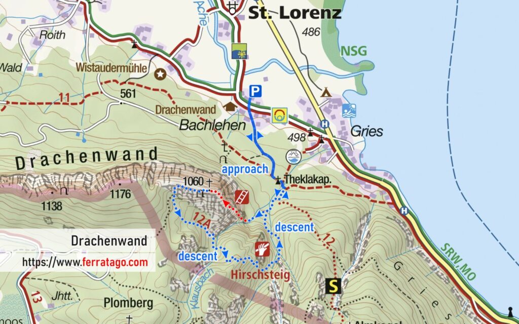 Drachenwand via ferrata map