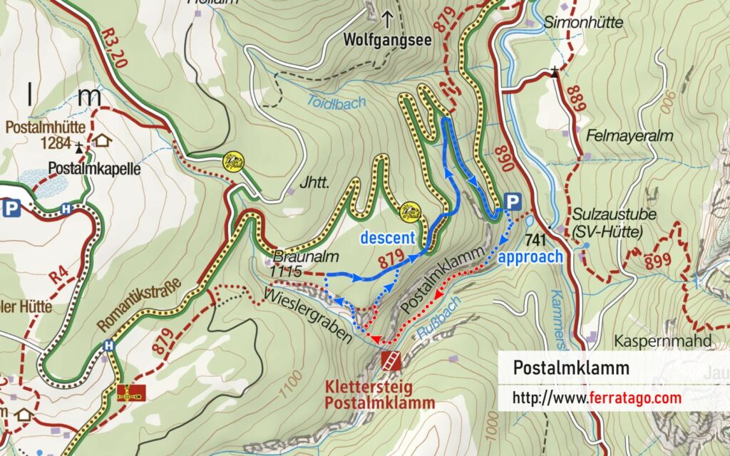 Postalmklamm via ferrata map