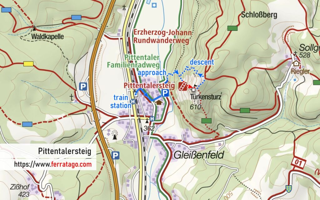 Pittentalersteig via ferrata map