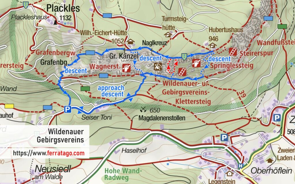 Map for via ferratas Wildenauer and Gebirgsvereins